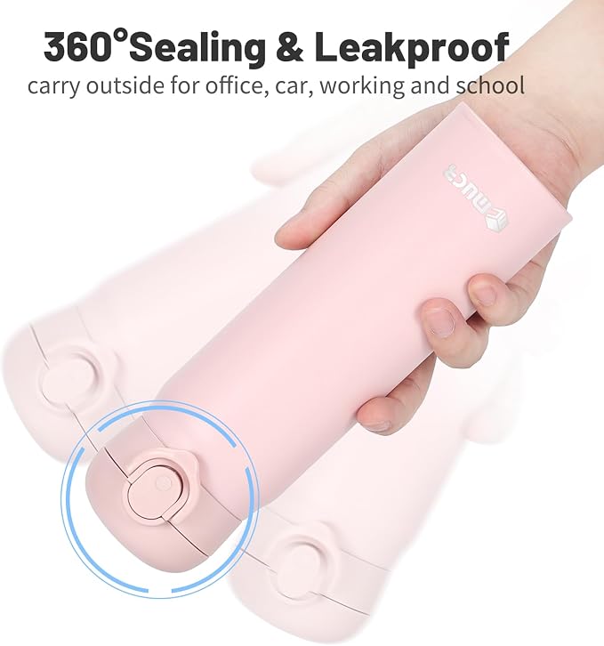 17oz BPA-Free Flip Lid Water Bottle, Cup Holder Compatible, Pink