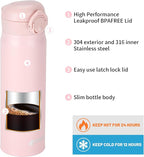 17oz BPA-Free Flip Lid Water Bottle, Cup Holder Compatible, Pink