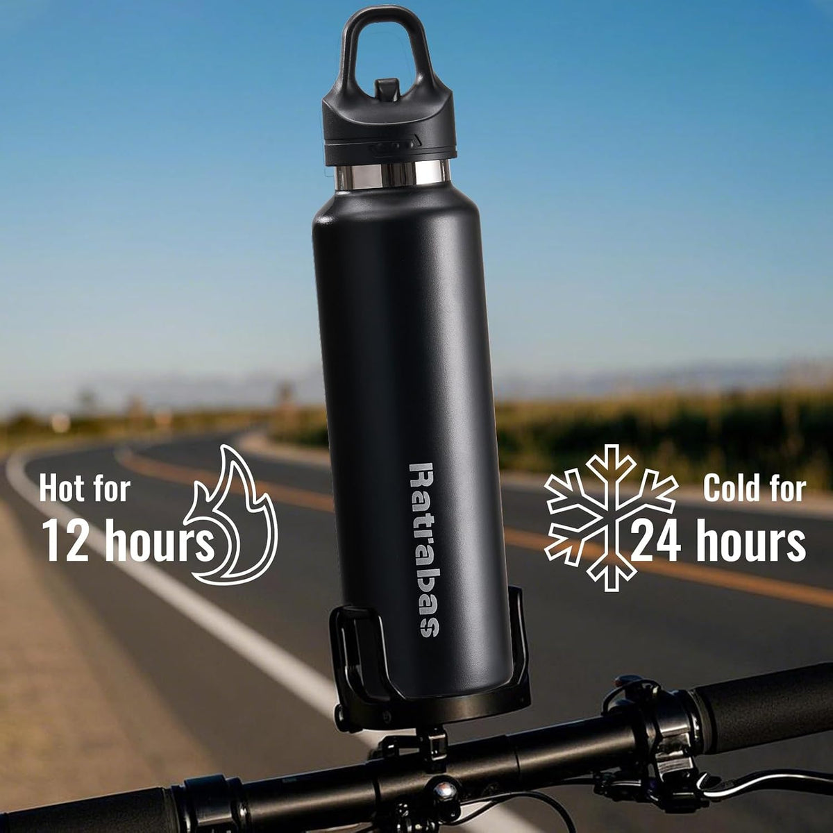 Ratrabas Insulated Water Bottle for Men, 21.6 oz Leak-Proof Tumbler,