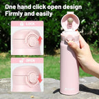 17oz BPA-Free Flip Lid Water Bottle, Cup Holder Compatible, Pink