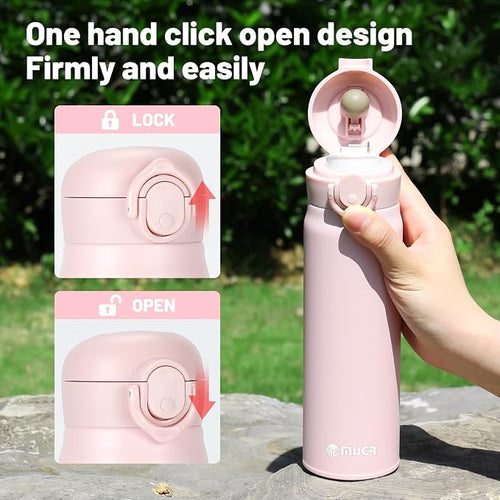 17oz BPA-Free Flip Lid Water Bottle, Cup Holder Compatible, Pink