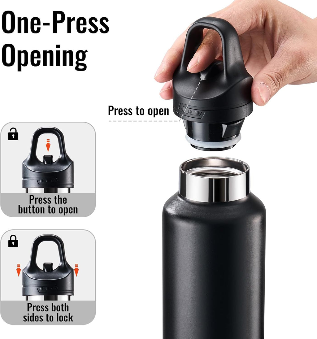 Ratrabas Insulated Water Bottle for Men, 21.6 oz Leak-Proof Tumbler,